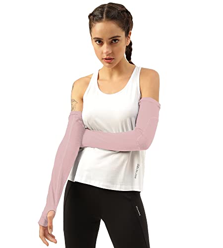 Image of Freecultr Women Breathable Bamboo Cotton Antibacterial Arm Sleeves with Built-in Gloves | Soft, Sweat-Wicking & Skin-Friendly