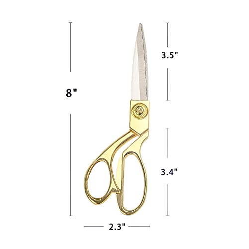 Sirmedal Professional Heavy Duty Tailor Scissors 8" Gold Stainless Steel Dressmaker Shears(Gold) #TOP2