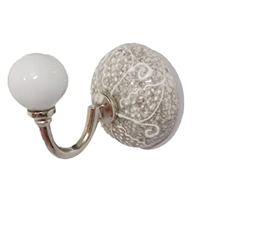 PARIJAT HANDICRAFT Handbemalt, mehrfarbig, Keramik-Wandhaken, Aufhänger, Schlüsselhalter, Hut, Kleidung, Badezimmer-Hardware (Kleiderbügel-012) Cover