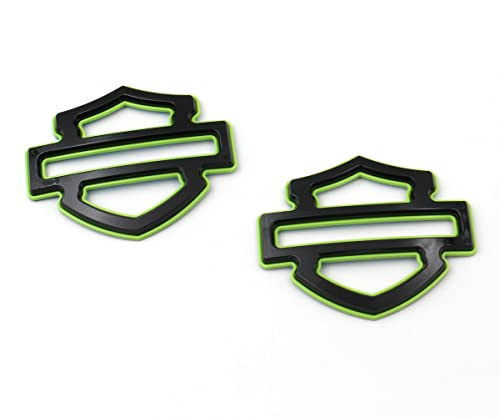 2Pcs Set Gloss Black Red Double Layer CVO Custom Tank Emblems Badges (Black Green)
