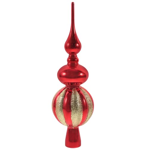 Garneck Kunststoff Christbaumspitze rot 23cm – glitzernde Kunststoff...