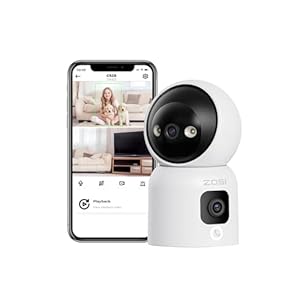 ZOSI 2-in-1 2K Indoor WiFi Camera, 360° Dual-Lens Dual Views Home Security Baby/Elder/Pet Monitor with APP, 2.4G/5G Dual-Band Wi-Fi CCTV Camera, Click/Gesture Calling, Person Motion Detection, C528
