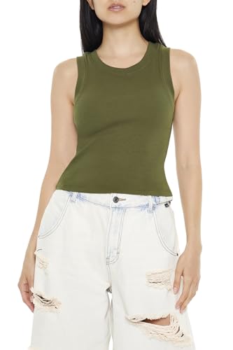 Forever 21 Canotta da Donna a Costine, Cipresso, M