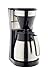 Melitta Inox Easy Top II Therm 1023-10, Cafetera de Goteo, Jarra Térmica, Portafiltros Desmontable, Filtros 1x4, 1050 W, 1.25 litros, 44 Decibeles, Acero Inoxidable/Negro