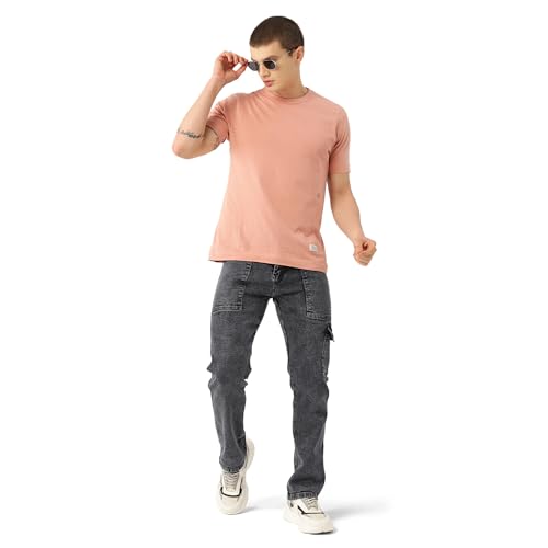 Image of PARIS HAMILTON Men Relaxed Fit Colorblocked Distressed Two Tone Stretchable Denim Jeans