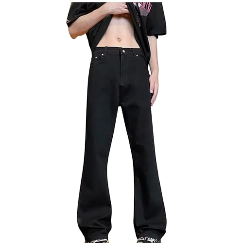 Men's Jeans Zipper Wash Elastic Trend Outdoors Wide Leg Pants Denim Trousers Y2K Streetwear Hip Hop Fitted Jean Pants