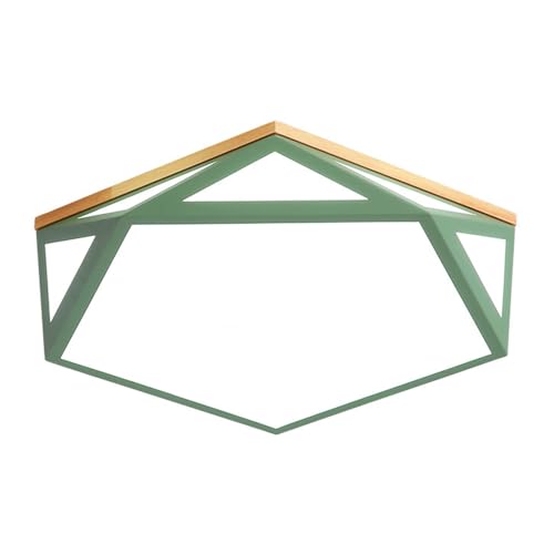 DOBQHWY Lámpara Techo Poligonal Hueca Lámparas Superficie Plana con Brillo Lateral Geométrico Lámpara Panel Metal Superbrillante con Madera Lámpara Empotrada Macarrones 3 Colores Regulables para Sala