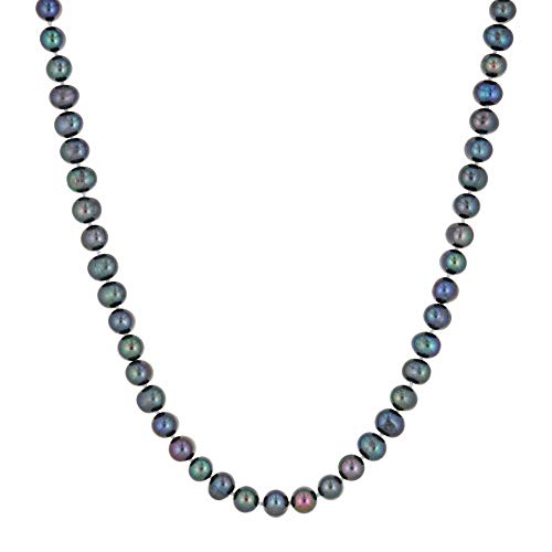 Lavari Jewelers Black Pearl Necklace in 925 Sterling Silver 36 Inches Long with Lobster Claw Clasps 6-7 mm Wide4