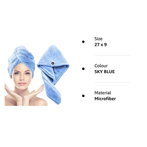 Image of SHOORAAY Microfiber Women's Plain Pattern Hair Towel Wrap 400 GSM, Absorbent Towel Hair-Drying Bathrobe Magic Hair Warp Towel Super Quick Hair Drying Cap Towel -Pack of 1 (Purple)