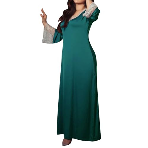 Robe musulmane turque broderie artisanale en tissu fluide de qualité pour cérémonie