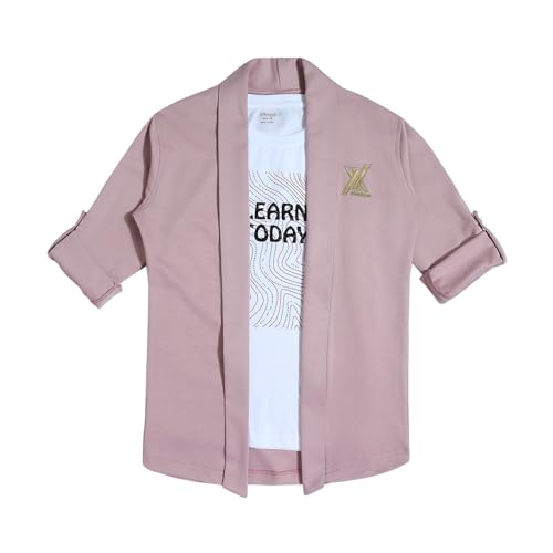 Image of CAVIO Boys Solid Open-Front Shrug with T-Shirt