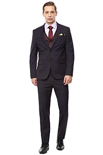 Image of Van Heusen Men's Polyester Blend Navy Three Piece Suit Business Pants Set
