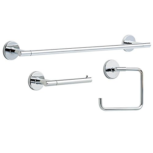 Delta Lyndall 3-Piece Bath Hardware Set with Towel Ring, Toilet Paper Holder and 24 in Towel Bar in Chrome