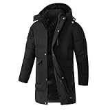 Genérico Cazadora Hombre Invierno con Polar Desmontable Capucha Ajustable Largo Medio Holgado Exterior Abrigo(Black, XXXL)