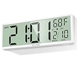 Xflyee 14.5'' Large Digital Wall Clock Battery Operated with Jumbo Numbers, Auto DST, Day, Date, Alarm, Temperature for Living Room, Bedroom, Desk Decor, Gift, LCD Screen Display Easy to Read and Set