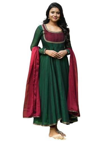 GoSriKi Women’s Viscose Blend A-Line Solid Kurta with Pant & Dupatta Set | Ethnic Wear Suit for Wome...