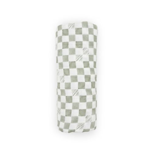 Image of Little Unicorn Muslin Swaddle Blanket for Newborns & Infants | Soft & Breathable Fabric | Baby Blanket for Swaddling, Nursing, Shower Gifts (Green Checker)