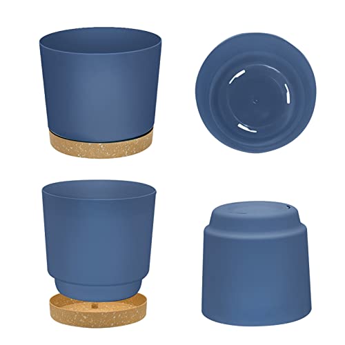 ZMTECH Blumentöpfe für Zimmerpflanzen, 20,3 cm, Blau, 3 Stück – Ansicht 4