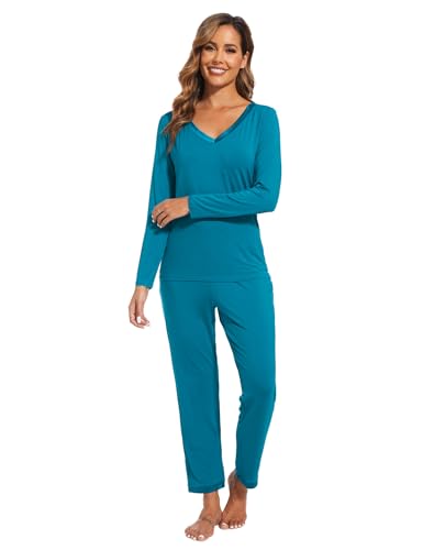 Image of GYS Women's Bamboo Viscose Long Sleeve Pajamas Set