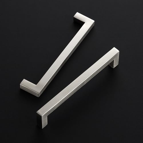 Image of Ravinte 10 Pack Kitchen Brushed Nickel Cabinet Handles 6-1 /4 Inch Hole Center Stainless Steel Square Cabinet Pulls for Dresser Drawer Cupboard Handles with Screwdriver