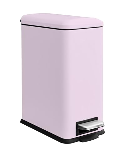 Bote de basura rectangular rosa de acero inoxidable 10L