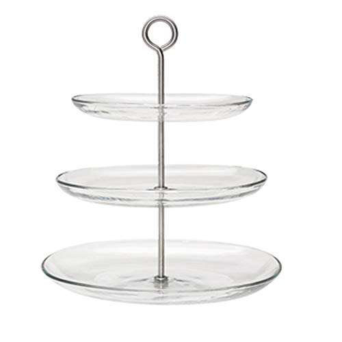 3 Tier Glass Dessert Cupcake Stand Transparent Round Cake and Serving Stand Stable Birthday Wedding Cupcake Display Stand for Sweet Time and Tea Time-a