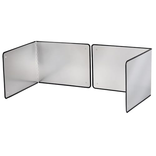 Image of Silver Large 2 Pieces 2 Sided Stainless steel Splatter Guard for Frying Stove Top,Oil Splash Guard Cooking for Stove,Non Stick Foldable Splatter Screen