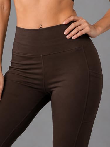 Image of CHKOKKO Gym Pants for Women Workout High Waist Flared Yoga Pants for Woman with Side Pocket Quick Dry Body Fit Stretchable Sports Leggings Trousers Activewear Lower