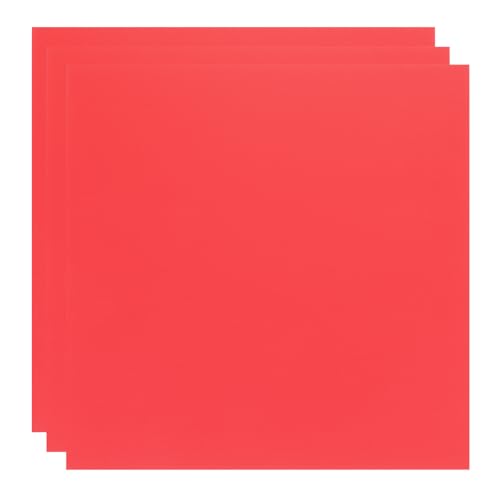 Image of ABS Plastic Sheet 12 x 12 Inch,Flexible Plastic Sheets 1 /12 Inch Thick Thermoplastic Sheet with Leather Texture Red for DIY Crafts Decors 3Pcs