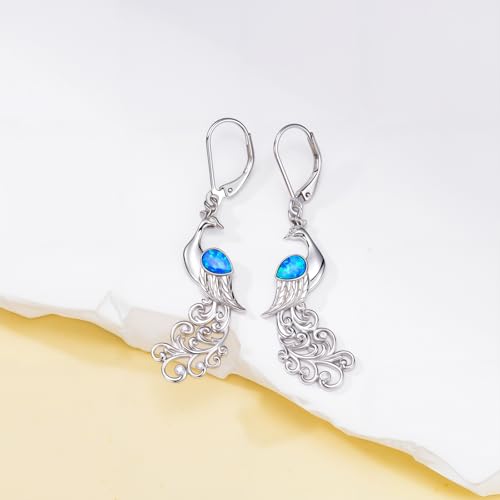 Peacock Earrings with Diamond for Women 925 Sterling Silver Opal Peacock Dangle Earrings Bird Jewelry for Her4