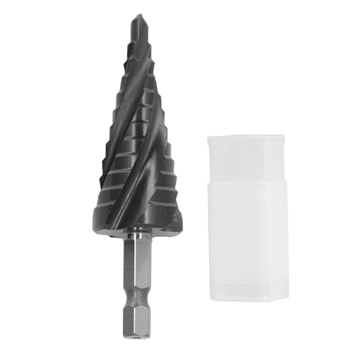 12 Step Spiral Drill Bit for Woodworking, 4 Flute 1/4in Hex Shank, 3/16?7/8in Size Range, M35 Cobalt Material for Efficient Drilling