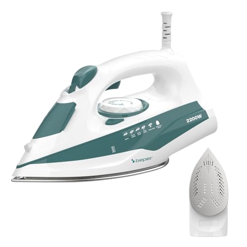 BEPER P204FER005 Plancha de vapor SteamPro 300 – Suela de acero, depósito de agua de 300 ml, 2200 W – Vapor continuo de 27 g/min y golpe de vapor – Antical, antigoteo y sistema de autolimpieza BEPER P204FER005 Plancha de vapor SteamPro 300 – Suela de acero, depósito de agua de 300 ml, 2200 W – Vapor continuo de 27 g/min y golpe de vapor – Antical, antigoteo y sistema de autolimpieza