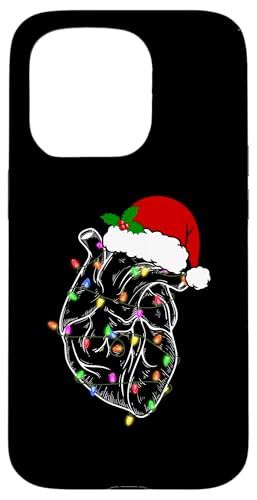 Carcasa para iPhone 15 Pro Funny Santa Hat Xmas Let It Flow Anatomy Heart Cardiac Nurse