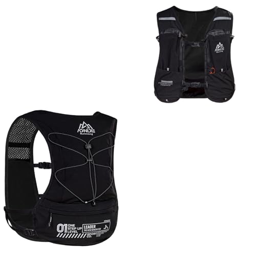AONIJIE 5L Running Backpack, New Breathable and Comfortable Multifunctional Hydrating Backpack Unisex, Suitable for Marathon, Mountaineering, Cycling (Black,Only one Size)