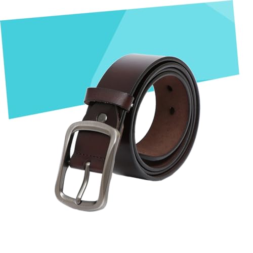 Men Cowhide Leather Belt Pin Buckle Vintage Strap for Jeans and Dress Pants Brown Minimalist Design with and Buckle4