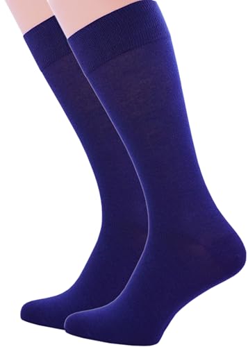 RONDO Mens Dress Socks, Lightweight Cotton Crew Socks, Super Soft and Breathable Socks for Men