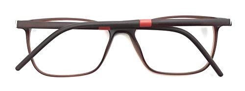 Image of SIGHT N SHADE Eyewear Matte Brown Full Rim Frame Rectangular /Square Curve Edges Medium(51) Free Size Spectacles Light Weight for Men Women Boy Girl For All Kind of Face Cut