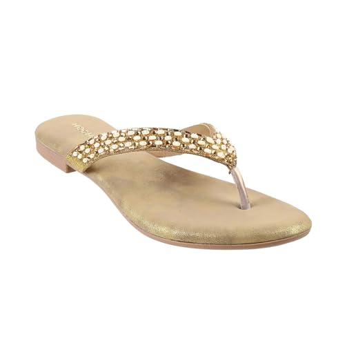 Image of Mochi Women Flat Beaded Ethnic Chappal