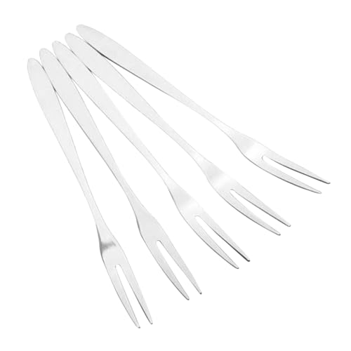 TOGEVAL 6個 ステンレス製二股デザートフォーク 軽量で磨き上げられた滑らかな表面 食洗機対応 おしゃれなフルーツケーキ用 食卓を彩るパー