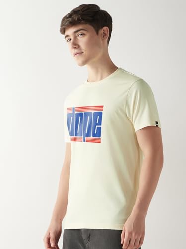 Image of Bewakoof Men's Typography Regular Fit Half Sleeve Round Neck Pure Cotton T-Shirt