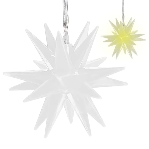 Leuchtstern 3D 12 Zacken zum Aufhängen | Ø8cm Timerfunktion 3m...