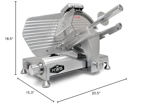 Image of KWS Metal Collection MS-10DS Commercial 320W 10-Inch Meat Slicer Anodized Aluminum Base with Stainless Steel Blade + Blade Removal Tool, Frozen Meat /Cheese /Food Slicer Quiet [ ETL, NSF Certified ]