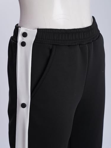 YiZYiF Kids Boys Fleece-Lined Side Split Button Post Surgery Pants Patchwork Basketball Trousers Jogging Sweatpants4