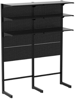 JWX DDB Gaming Pegboard Standing Shelf Units, Modular Pegboard and Shelf System with 15 Pieces Organizer Tool Holders
