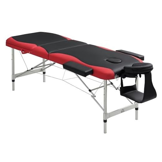 Cama De Masaje Madera Plegable 185 x 60cm Tatuaje Terapia Cama Negro Rojo NUEVO