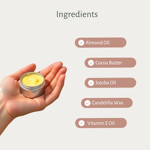 Image of Cocoa Almond Lip Balm for Dry & Chapped Lips | With Jojoba and Almond Oil | Deeply Moisturizing Lip Care, Repairs Cracked & Flaky Lips | All Natural, Handmade, Plant Based, Vegan and Chemical Free | 10 g | Pack of 1