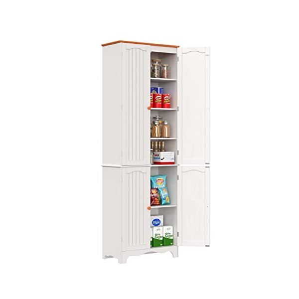 Function Home 72" Kitchen Pantry Cabinet, Freestanding Storage Cabinet, Tall Food Pantry with Doors and Adjustable Shelves, Utility Floor Cabinet for Kitchen Dining Living Room Bathroom, White