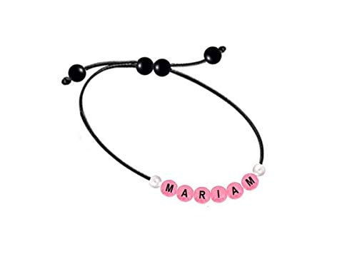 Black Leather Bracelet Arabic Name for Women MARIAM