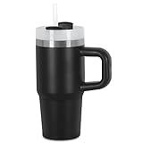 Muwnrol 14 Oz Tumbler with Handle and Straw for Kids, Stainless Steel Vacuum Insulated Tumbler Keep Cold Heat and Ice, Gifts for Children Cups (Black)