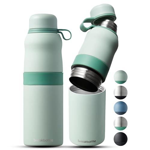 Breakbottle Insulated Water Bottle Stainless Steel 550ml with Twist Open Easy-Clean Design, Leak-Proof Lid - Eco-Friendly, Odour-Free Hot and Cold Metal Water Bottle for Gym, Travel, Sports Seamint